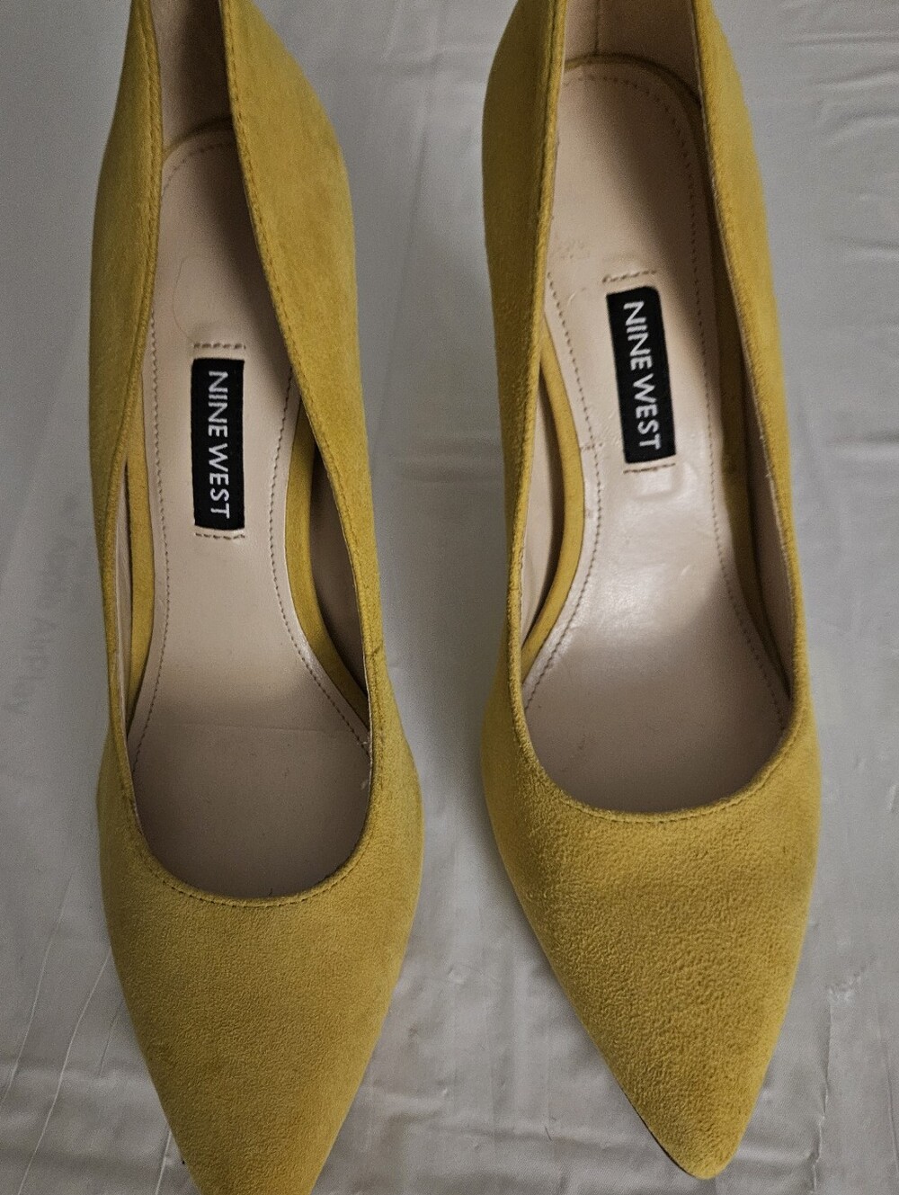 Nine West Suede Pointed-Toe Pumps in Mustard